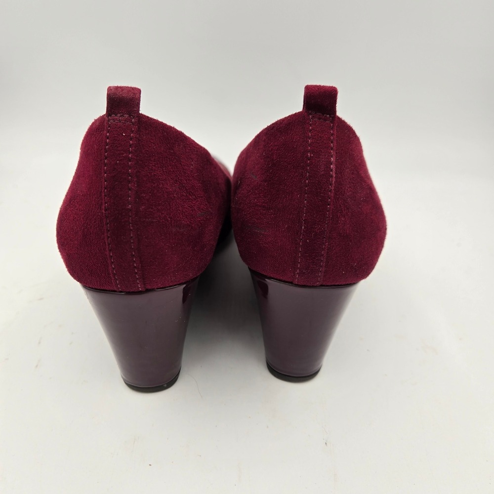 LifeStride Paris Wedge Shoes Burgundy Suede‎ Patent Elastic Comfort 8.5W - Picture 4 of 10